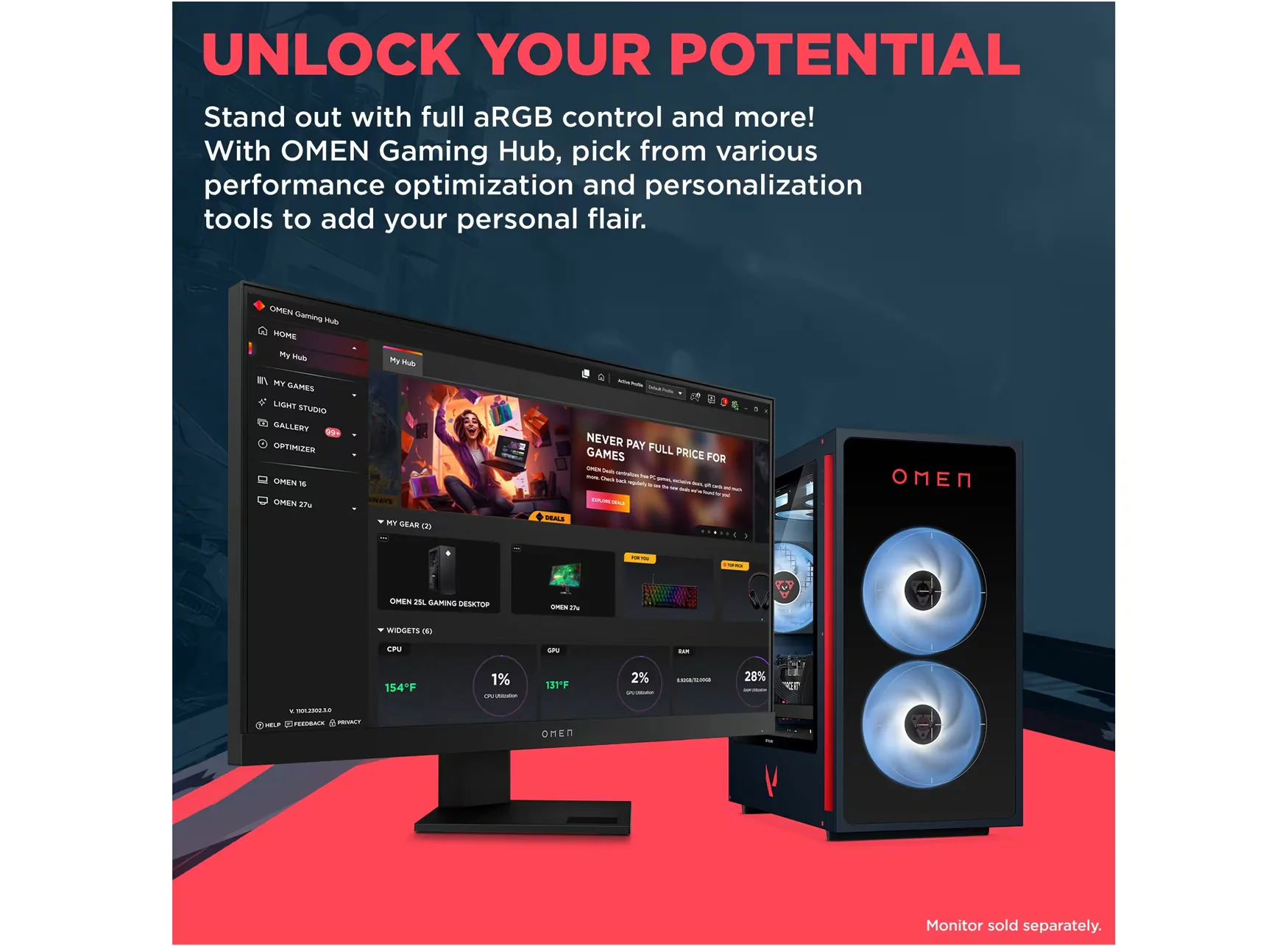 OMEN 35L Gaming Desktop GT16-0884 PC, Windows 11 Home, Intel® Core™ i7, 16GB RAM, 1TB SSD, NVIDIA® GeForce® RTX™ 5060 Ti, Black (VALORANT Limited Edition) - Image 4